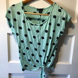 Polka dot blouse with tie